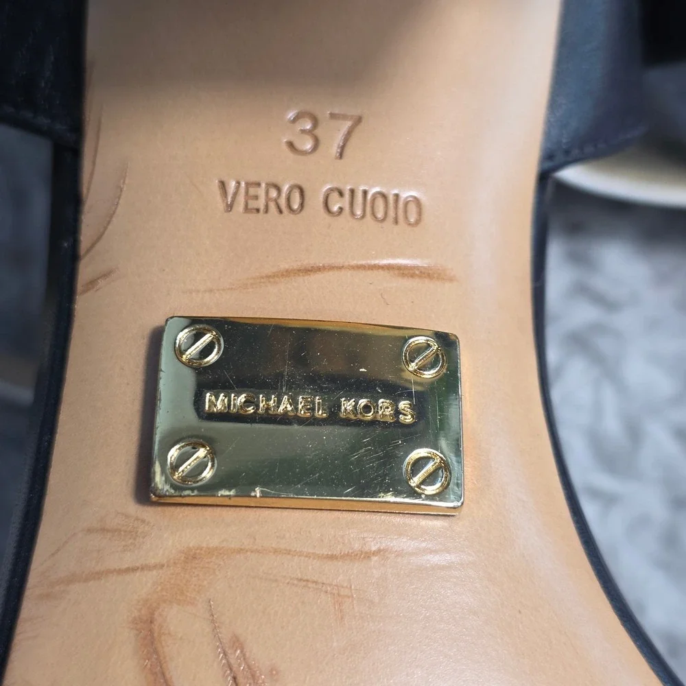 Michael Kors Vero Cuoio Sandals Leather Coral Black White EU 37 US 6 6.5 Italian